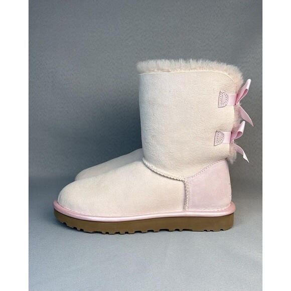 New Women's 7 UGG Boots Bailey Bow Seashell Pink Metallic Extremely Rare Retired - Picture 6 of 16